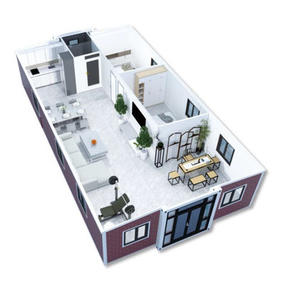 Galvanisierter Stahlrahmen 40 Fuß Erweiterbarer Container Haus mit fertigem Sanitärsystem und T65mm EPS Farbstahlplattenwandplatte