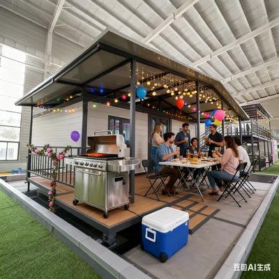 220V Spannung Erweiterbares Doppel-Flügel 20ft Containerhaus mit einem 32 Leckageschutz und Stahl-Säulen-Biegeteilen 2,0mm