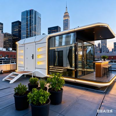 Space-29 Werkstatt Lager Bau Büro Space Capsule Haus mit 12 KW Stromverbrauch