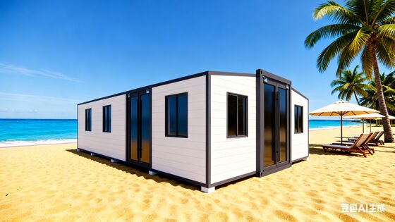 40 Fuß erweiterbares Container-Haus mit individualisierbarem Innenausbau Expandierbares Design und Stahl-Einfachtür